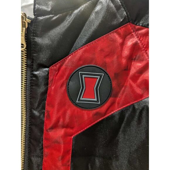 Disney Marvel Black Widow Reversible Jacket Kid Size 13 Red Black Silver Pocket - Picture 5 of 12